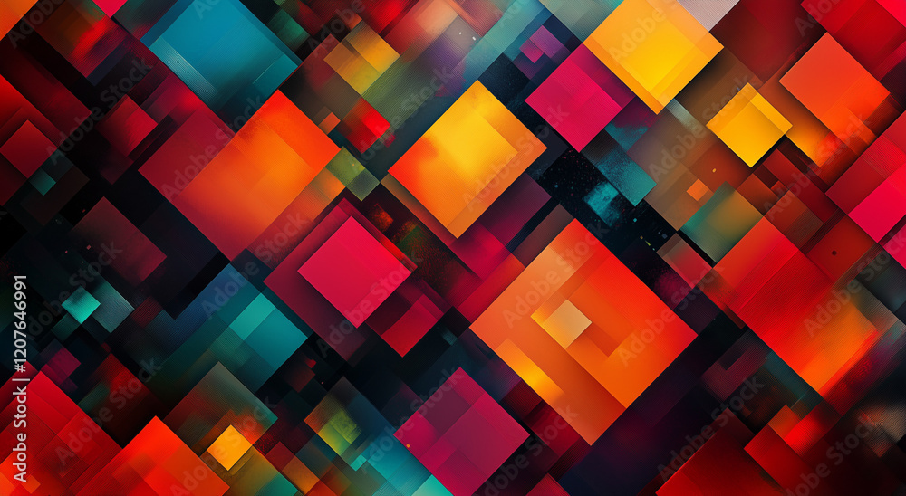 Abstract Vibrant Geometric Pattern With Multicolored Squares Abstract Vibrant Geometric Pattern With Multicolored Squares