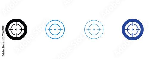 Aim icon vector set, target icons, crosshairs icons vector isolated on white background.