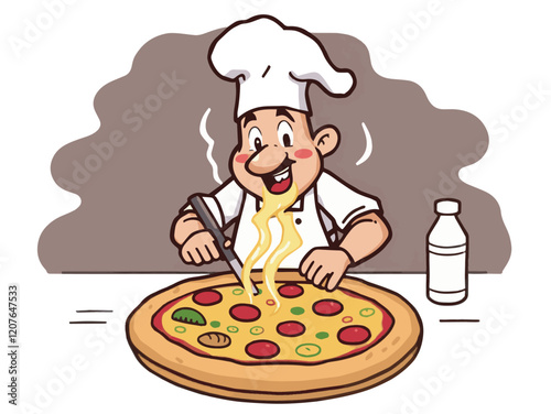 pizza chef illustration