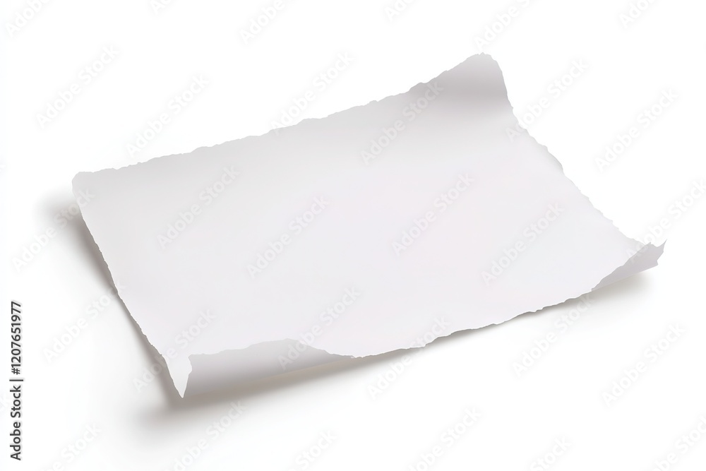 Blank Torn Sheet of White Paper Isolated on White Background Blank Torn Sheet of White Paper Isolated on White Background