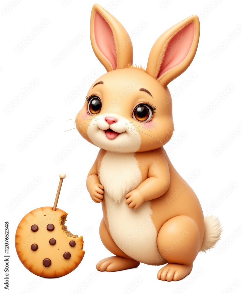 Fototapeta premium Rabbit with cookie on transparent background