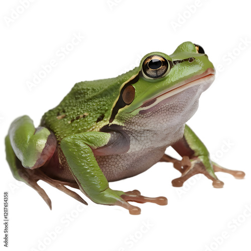 green tree frog, frog on white background
