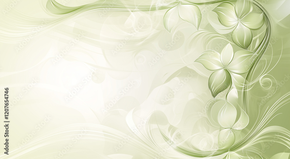 Elegant Green Floral Abstract With Swirling Patterns Elegant Green Floral Abstract With Swirling Patterns