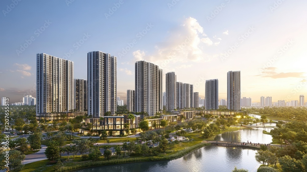 Naklejka premium Real Estate and Infrastructure, Demand for housing and services in areas experiencing population influx.