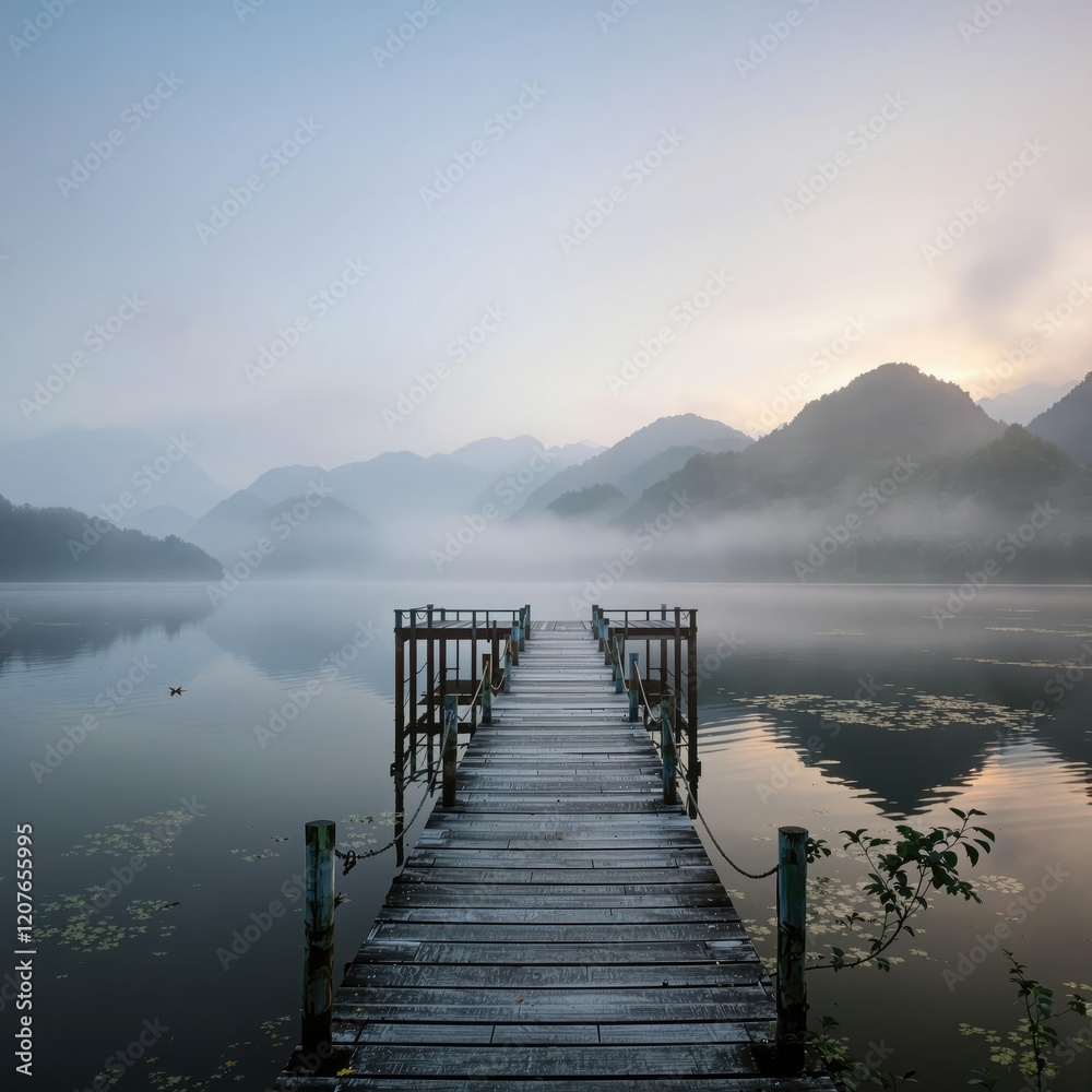 Fototapeta premium Beautiful painting depicting a dock on the Mekong River, vibrant, beautiful, painting, colorful
