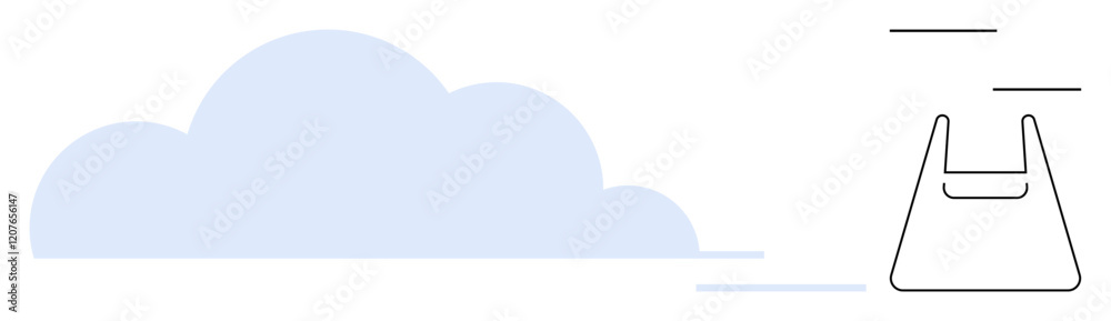 Blue cloud with download symbol on right. Ideal for cloud computing, data transfer, downloads, online storage, technology integration, connectivity, digital solutions. Abstract line flat metaphor Blue cloud with download symbol on right. Ideal for cloud computing, data transfer, downloads, online storage, technology integration, connectivity, digital solutions. Abstract line flat metaphor