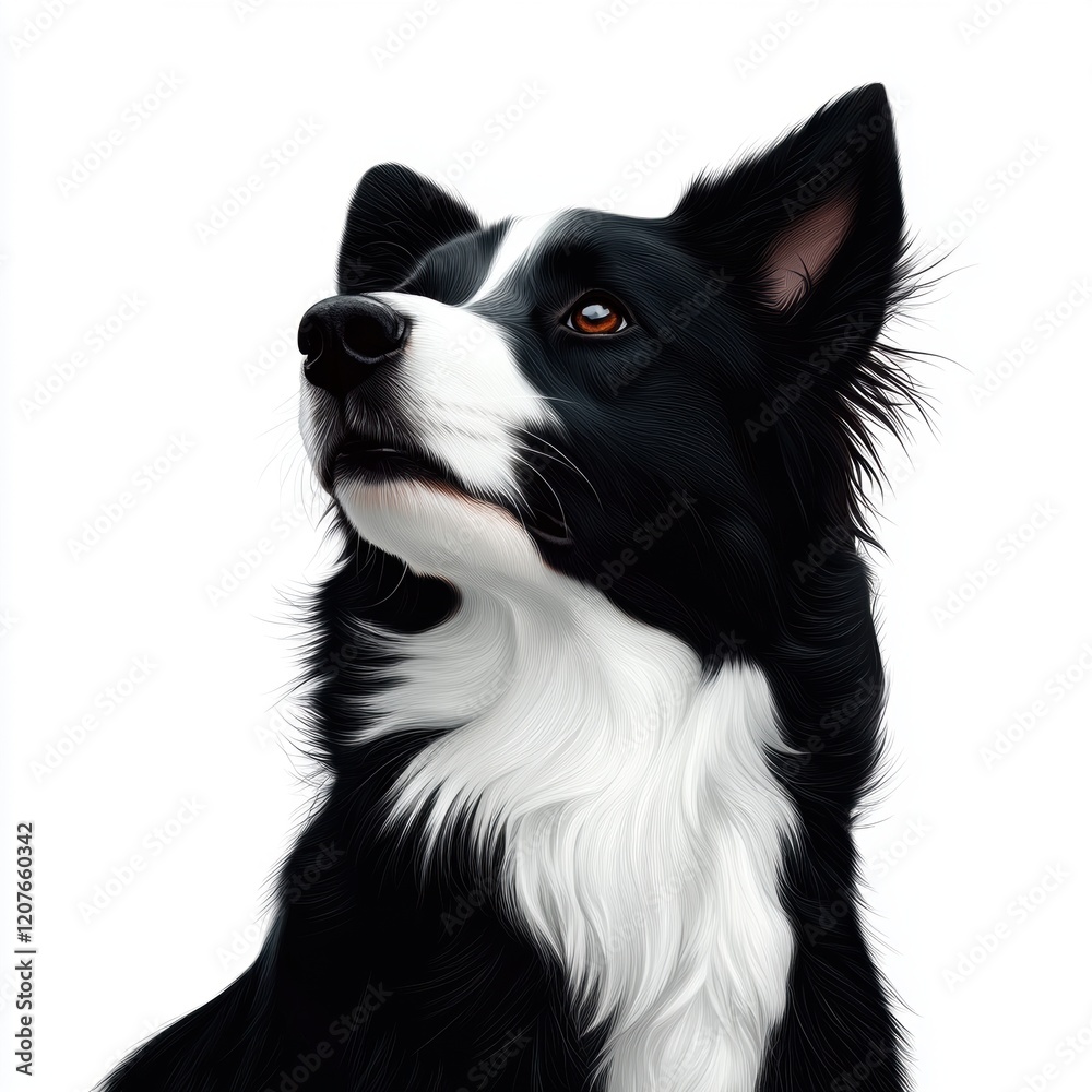 A black and white dog with a white face and a black nose A black and white dog with a white face and a black nose