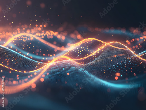 Blue digital background technology wave technological operations neural networks AI big data transmission encryption archives audio visual science cyber connection technology computer coding virus