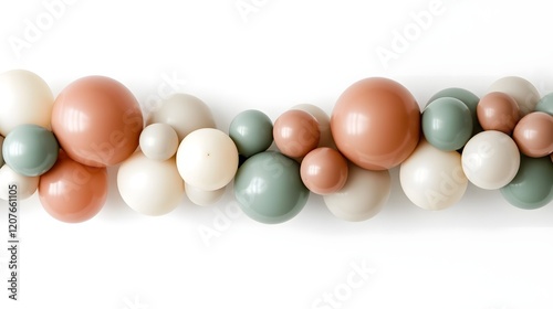 Earthy-Toned Balloon Arc for Boho-Chic on White Background