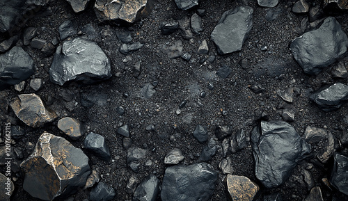 Wallpaper Mural Black lava rock gravel, product photo background Torontodigital.ca