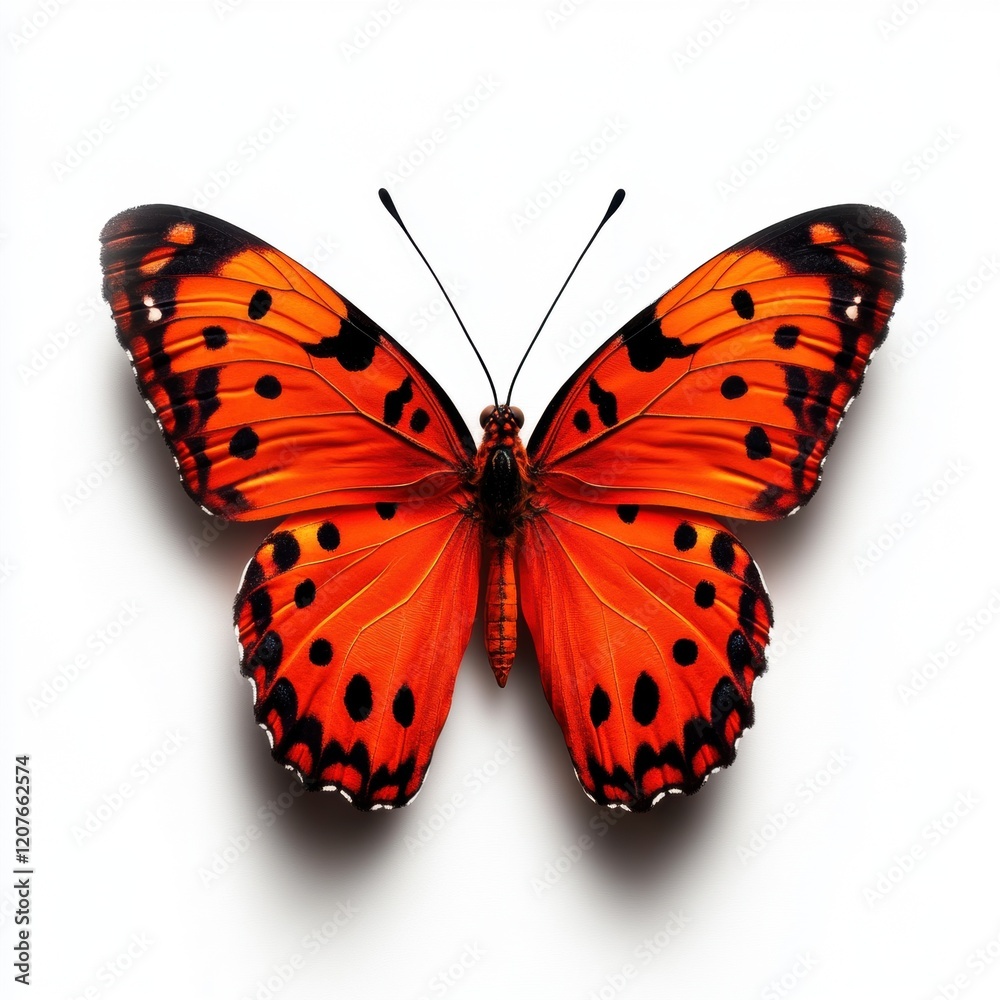 Naklejka premium A large orange butterfly with black spots on its wings