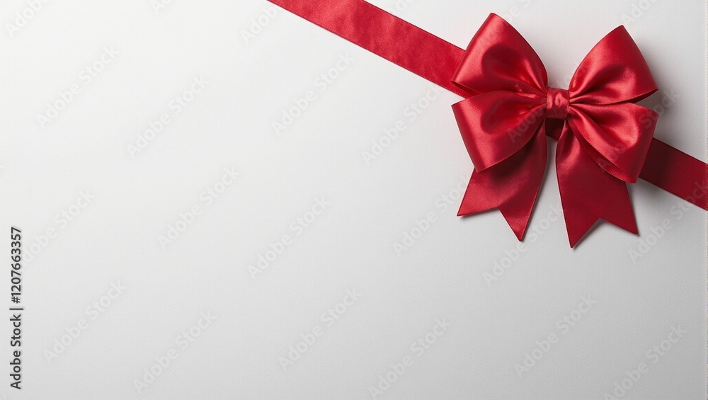 Elegant red silk ribbon bow on gray background for luxury branding Elegant red silk ribbon bow on gray background for luxury branding