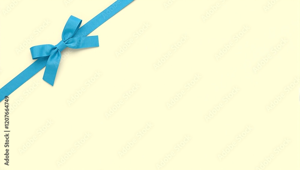 Elegant turquoise bow on yellow background sunny and inviting Elegant turquoise bow on yellow background sunny and inviting