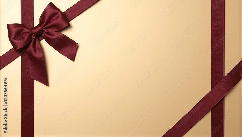 Luxurious burgundy satin bow on gold backdrop elegant and versatile for fall themed promotions Luxurious burgundy satin bow on gold backdrop elegant and versatile for fall themed promotions