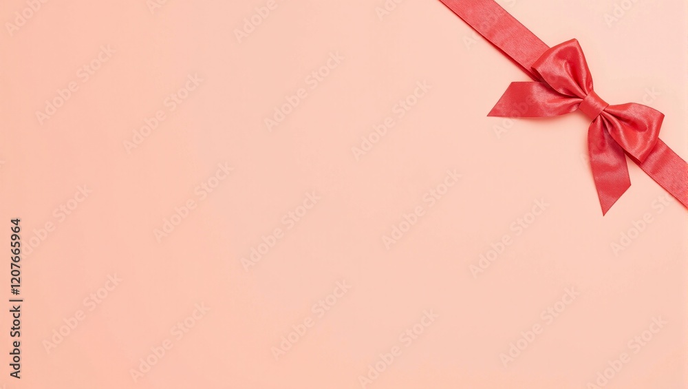 Vibrant coral ribbon bow on peach background elegant and cheerful ideal for summer promotions Vibrant coral ribbon bow on peach background elegant and cheerful ideal for summer promotions