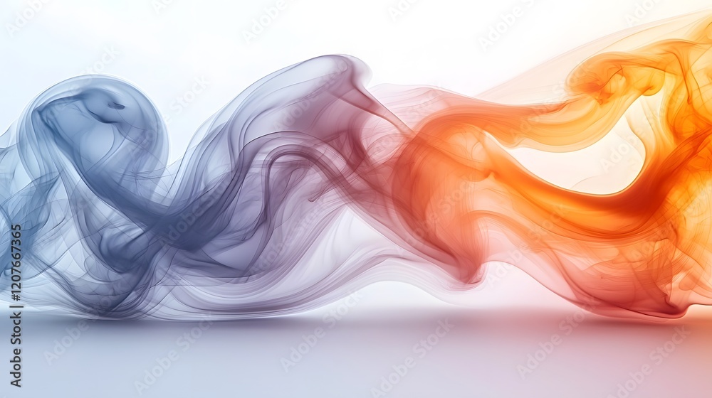 Smooth flowing curves of warm toned smoke elegantly dancing and drifting across a pure white background radiating a sense of grace warmth and dynamic energy Smooth flowing curves of warm toned smoke elegantly dancing and drifting across a pure white background radiating a sense of grace warmth and dynamic energy