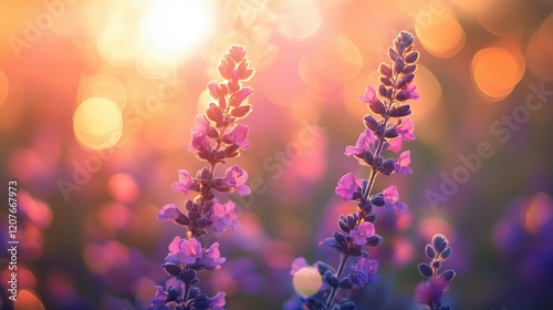 Vibrant sunset-colored bokeh with gradient oranges, pinks, and purples, radiant warmth