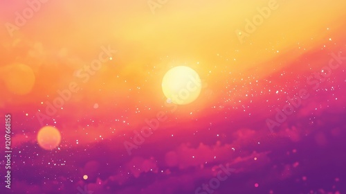 Vibrant sunset-colored bokeh with gradient oranges, pinks, and purples, radiant warmth