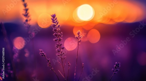 Vibrant sunset-colored bokeh with gradient oranges, pinks, and purples, radiant warmth
