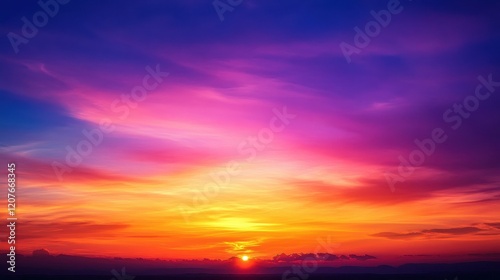 Vibrant sunset-colored bokeh with gradient oranges, pinks, and purples, radiant warmth