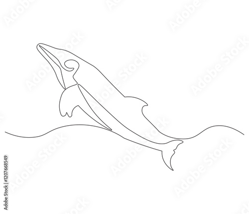 Continuous one line drawing of orca whale. Single line drawing illustration of whale killer fish. Logo,symbols and design style Concept vector art. Doodle line illustration.