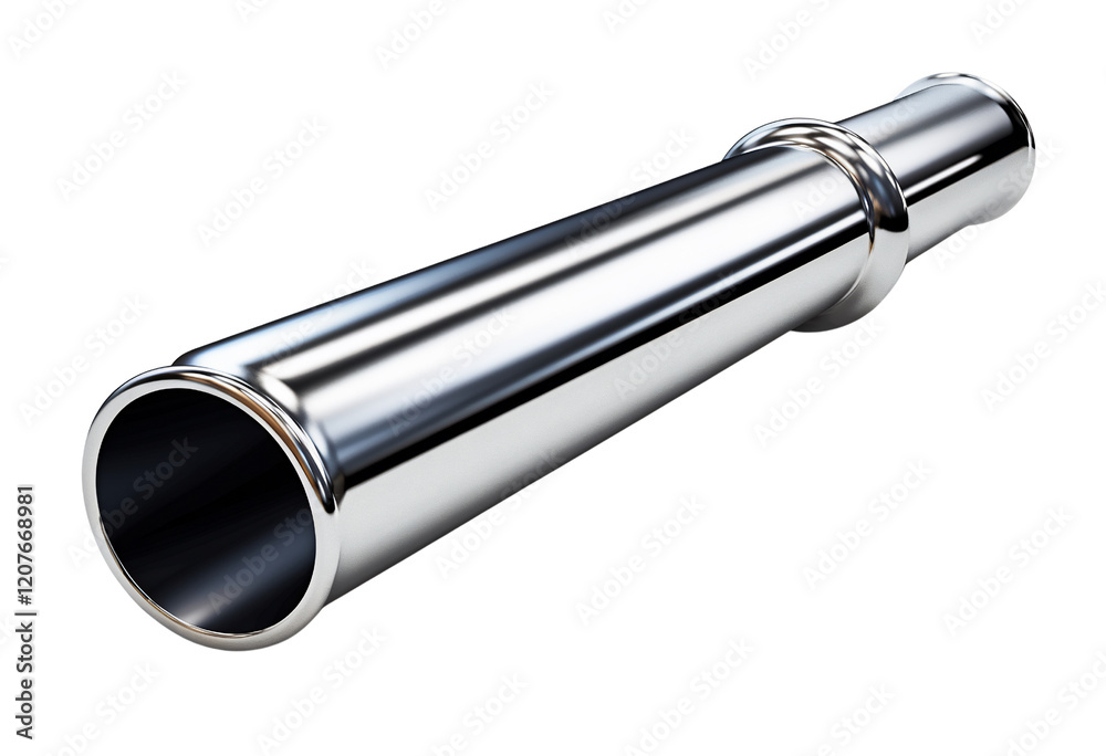 Reflective Metal Tube Positioned Diagonally on Surface Reflective Metal Tube Positioned Diagonally on Surface