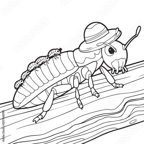 Termite coloring book page design.