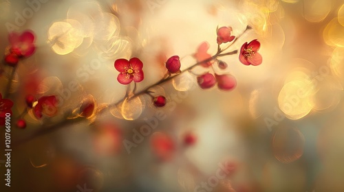 Warm-toned golden bokeh with faint red accents, sophisticated elegance, soft blur 