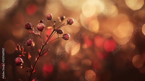 Warm-toned golden bokeh with faint red accents, sophisticated elegance, soft blur 