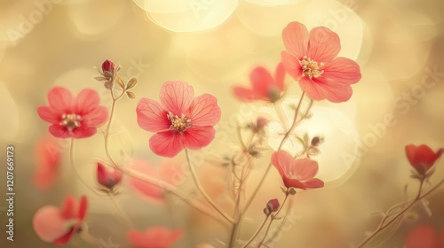 Warm-toned golden bokeh with faint red accents, sophisticated elegance, soft blur 