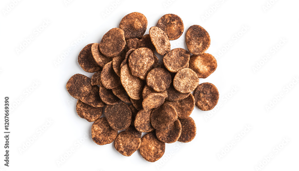 Organic apple cinnamon chips (slices) over white background - healthy vegan vegetarian fruit snack or ingredient for baking, cooking Organic apple cinnamon chips (slices) over white background - healthy vegan vegetarian fruit snack or ingredient for baking, cooking