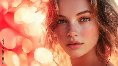 Warm-toned golden bokeh with faint red accents, sophisticated elegance, soft blur 