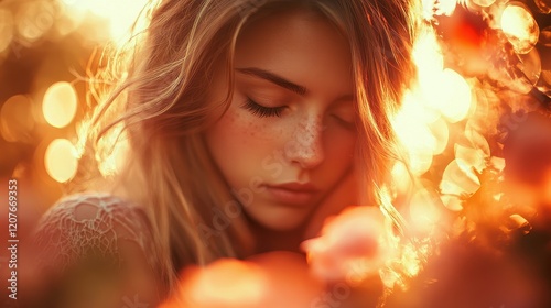 Warm-toned golden bokeh with faint red accents, sophisticated elegance, soft blur 