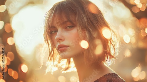 Warm-toned golden bokeh with faint red accents, sophisticated elegance, soft blur 