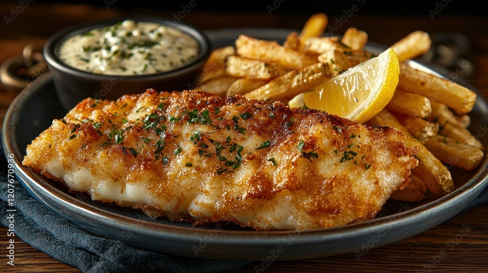 Crispy Fried Fish and Chips with Tartar Sauce Crispy Fried Fish and Chips with Tartar Sauce