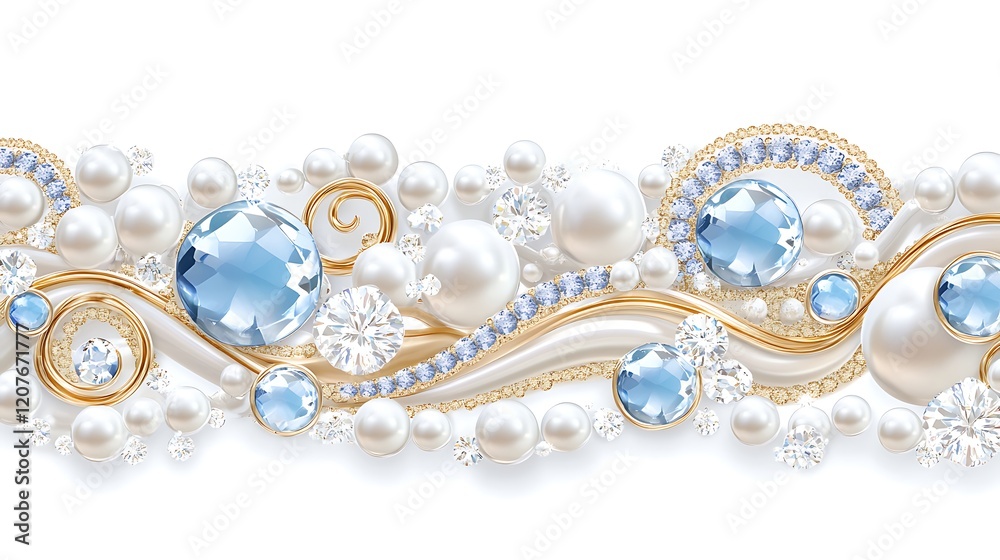 Elegant Pearl Gemstone Seamless Border Design Elegant Pearl Gemstone Seamless Border Design