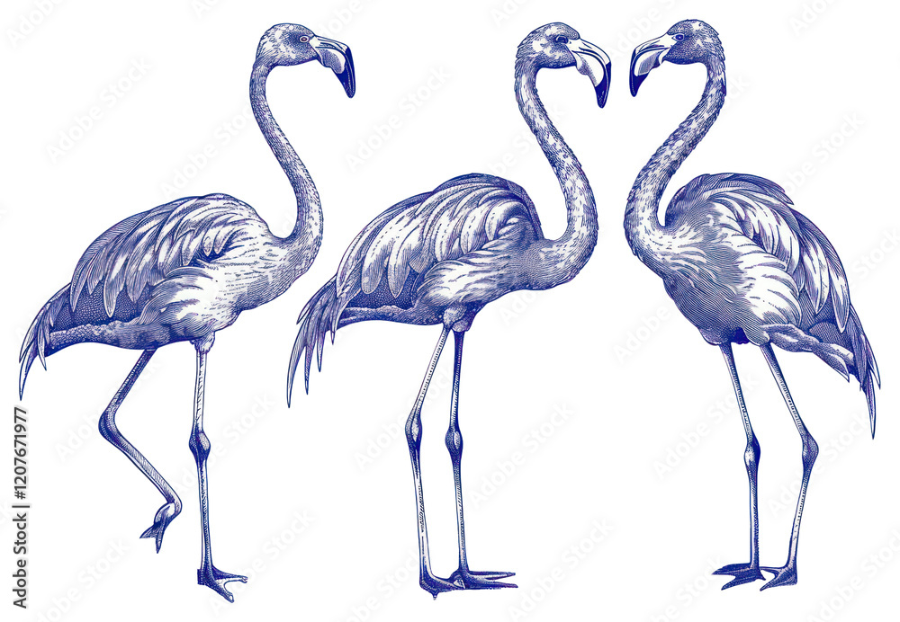 Obraz premium PNG Hand drawn a Flamingos flamingo vintage bird.