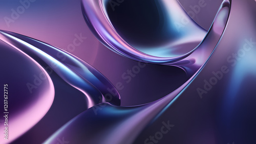 A smooth, abstract digital background with futuristic, flowing shapes in vibrant tones of purple, blue, and soft pink. 