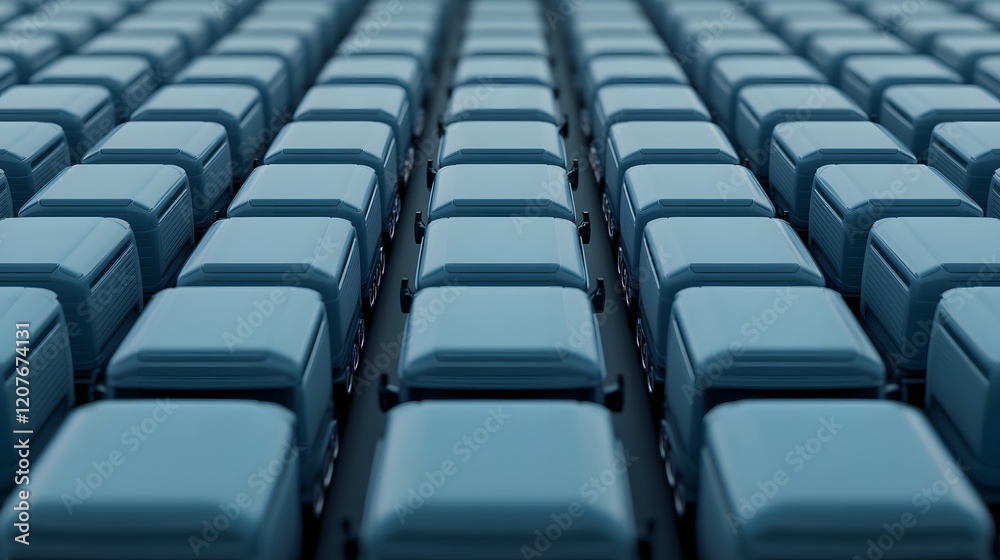 Symmetrical Truck Fleet for Efficient Logistics Management,3D Symmetrical Truck Fleet for Efficient Logistics Management,3D