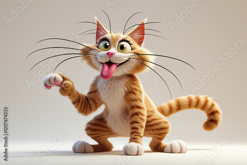 A cartoon style cat with tongue