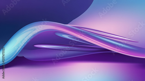 A smooth, abstract digital background with futuristic, flowing shapes in vibrant tones of purple, blue, and soft pink. 