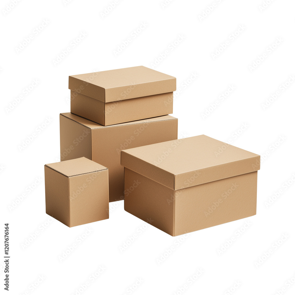 Fototapeta premium A cardboard box package isolated on transparent background 