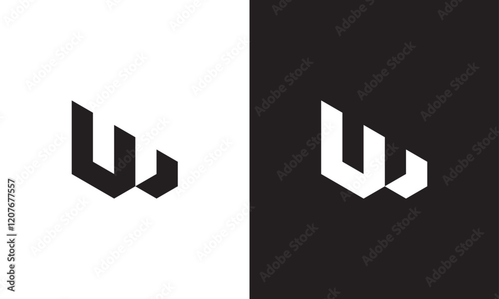 Obraz premium UW logo, monogram unique logo, black and white logo, premium elegant logo Vector