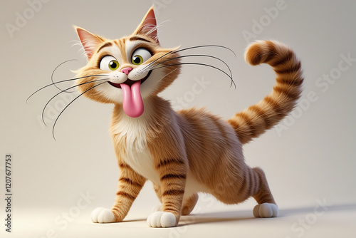 A cartoon style cat with tongue