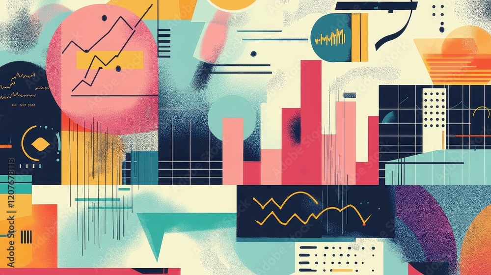 Naklejka premium Background featuring a fluctuating stock chart, scattered banknotes, global currency symbols, and financial trends, [stock chart, banknotes, currency], [financial dynamics] 