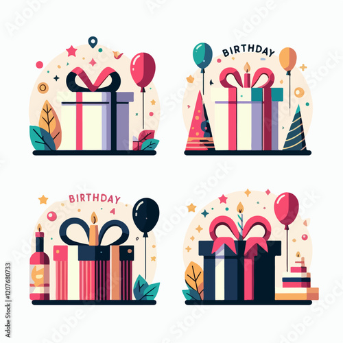 set of gift boxes vector