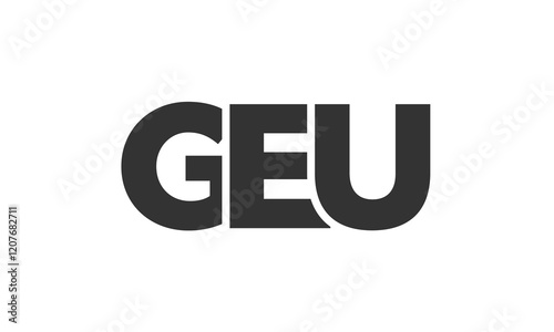 GEU logo design template with strong and modern bold text. Initial based vector logotype featuring simple and minimal typography. Trendy company identity. photo