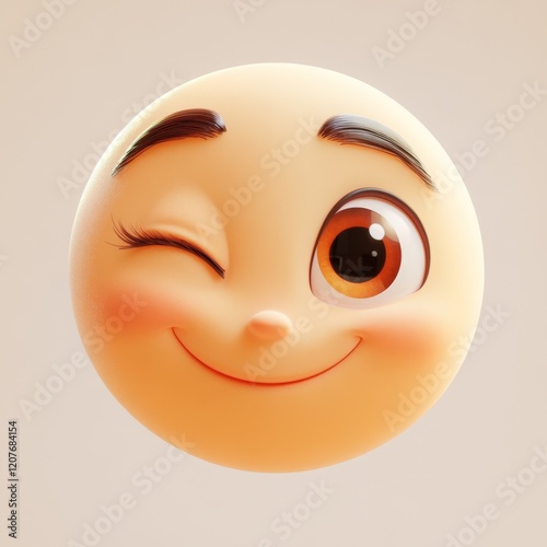 Cheerful Cartoon Face with a Winking Expression