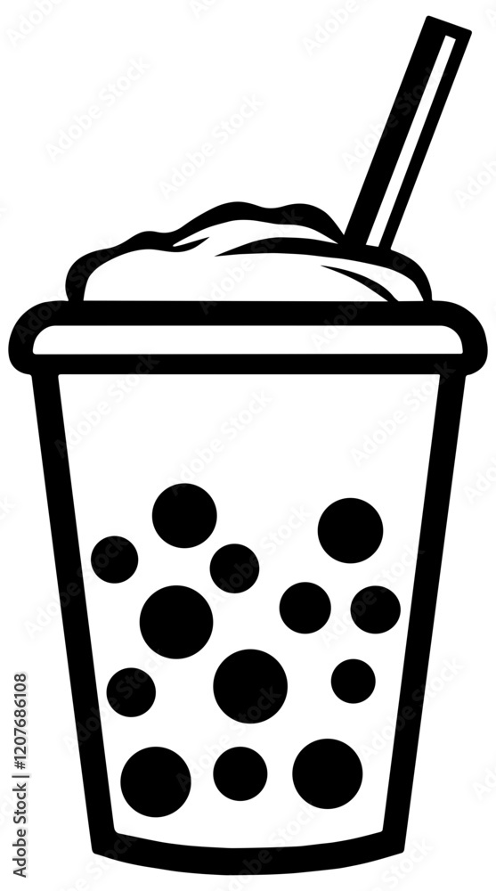 Bubble or Boba tea icon in black, isolated Bubble or Boba tea icon in black, isolated