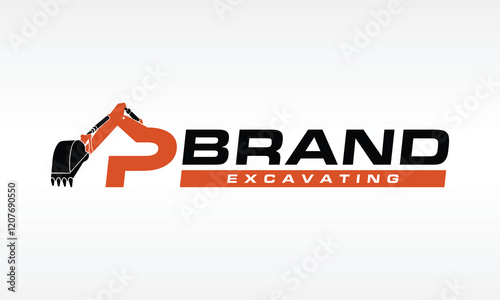 letter P excavator logo